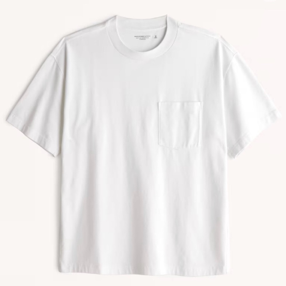 Abercrombie Men’s White Oversized Tee with Pocket